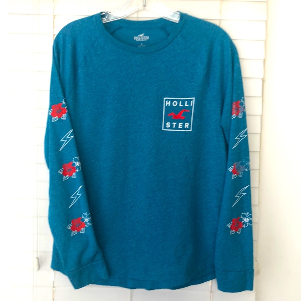 Hollister Top Men’s Activwear Long Sleeve Pullover SZ S Blue Blokecore